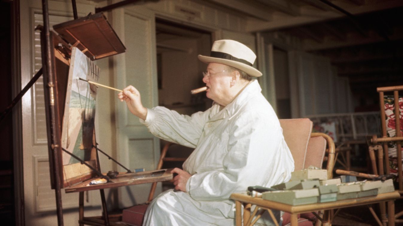 Winston Churchill at His Easel
2/1946-Miami Beach, FL: Winston Churchill engrossed in his hobby of oil painting at Miami Beach, FL.