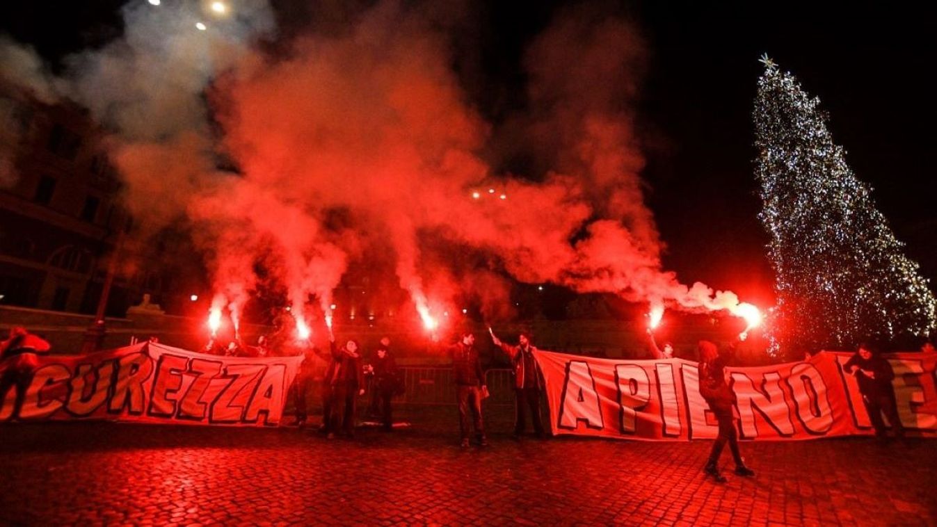 People participate in the national demonstration against the security bill, which involves over 200 groups including students, unions, associations, and social networks, in Rome, Italy, on December 14, 2024.