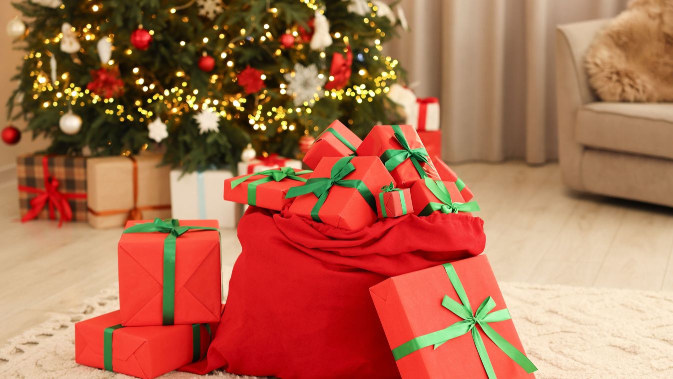 Santa,Bag,Full,Of,Christmas,Presents,At,Home