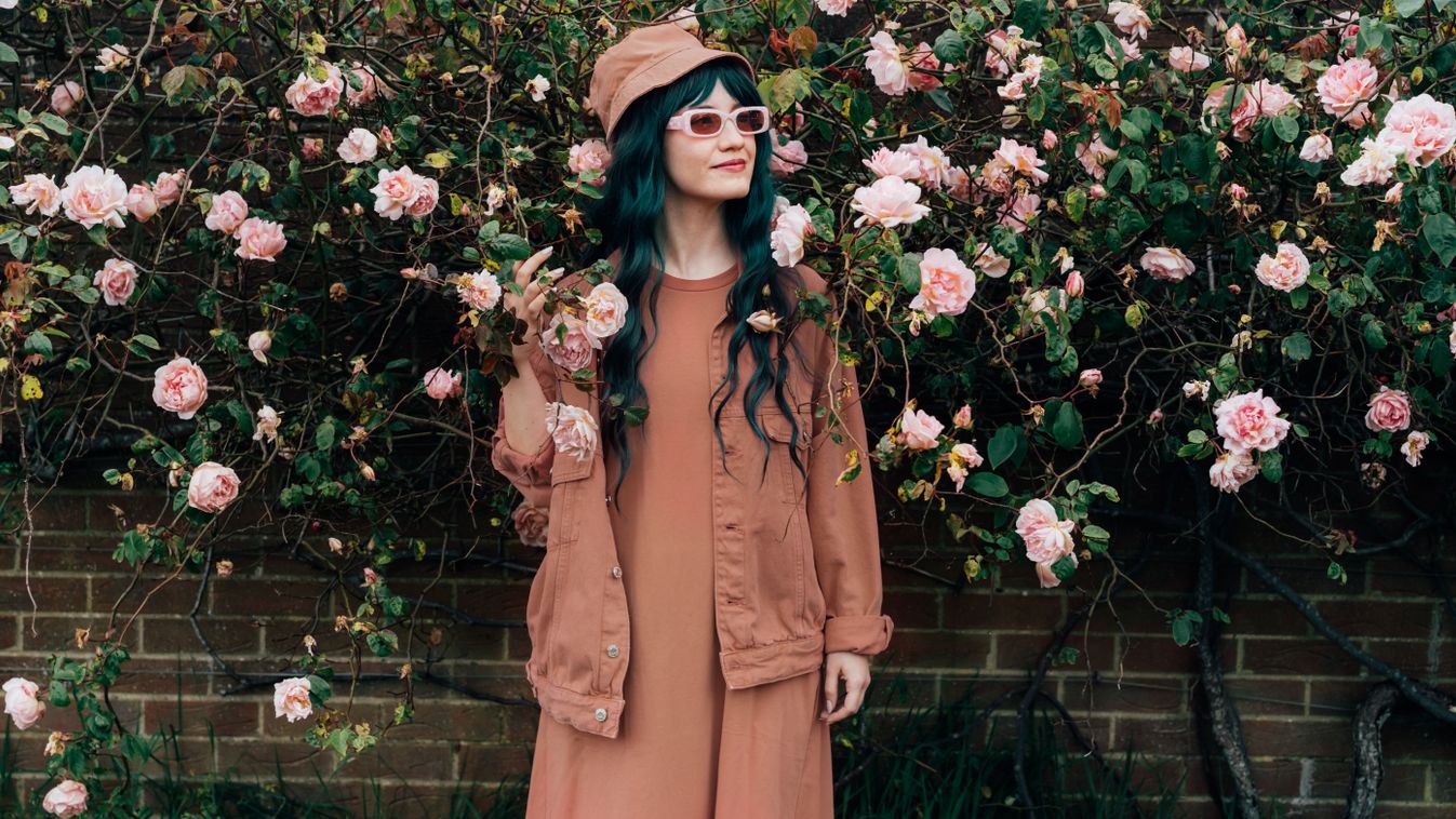 Portrait,Of,Young,Hipster,Woman,In,Mocha,Color,Dress,,Jacket,