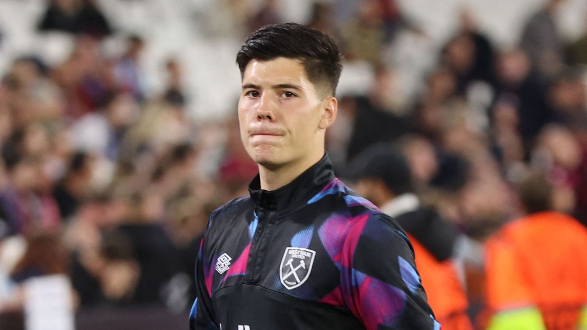 West Ham United's Krisztian Hegyi during the UEFA Europa Conference League  Group B soccer match between West Ham United and Silkeborg IF at London Stadium in London, Britain, 27th October 2022. 