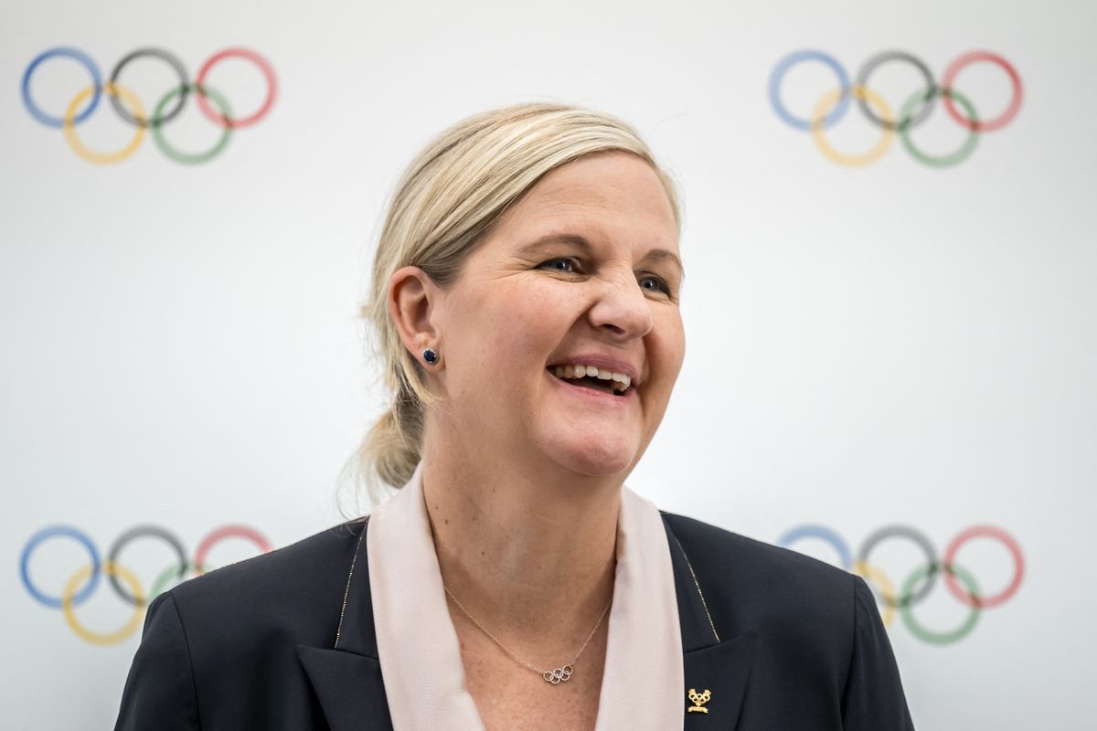 Candidate to the presidency of the International Olympic Committee (IOC) Kirsty Coventry speaks during a press conference following a presentation before fellow IOC members in Lausanne on January 30, 2025. Seven candidates are competing in the elections for the IOC presidency at the 143rd IOC Session, to be held in Greece from March 18 to 21, 2025. 