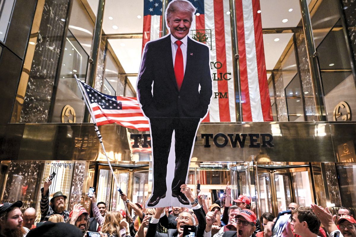 Supporters of Republican candidate Donald Trump's celebration in Manhattan