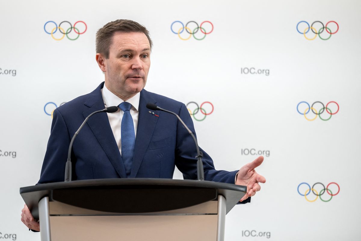 Candidate to the presidency of the International Olympic Committee (IOC) France’s David Lappartient speaks during a press conference following a presentation before fellow IOC members in Lausanne on January 30, 2025. Seven candidates are competing in the elections for the IOC presidency at the 143rd IOC Session, to be held in Greece from March 18 to 21, 2025. 