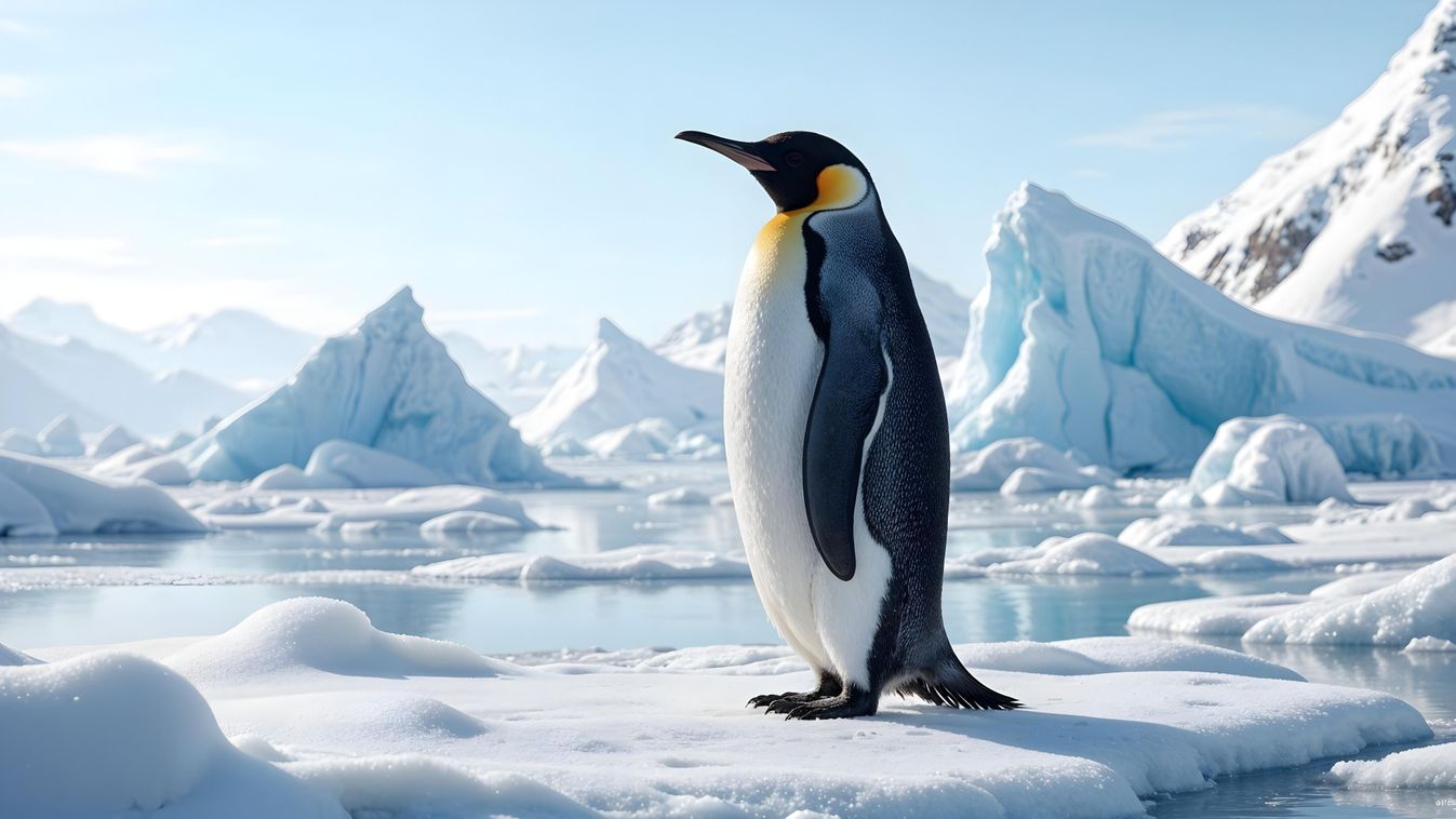 A,Majestic,Emperor,Penguin,Stands,Gracefully,On,An,Ice,Floe