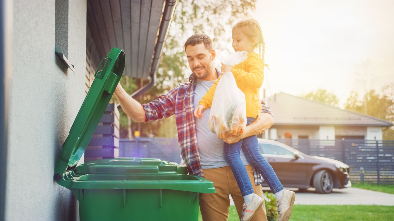 Father,Holding,A,Young,Girl,And,Throwing,Away,A,Food