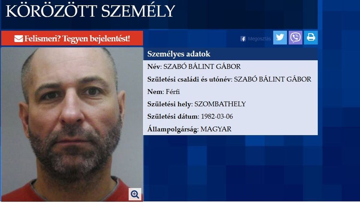 Nincs megállás: tegnap még újraélesztette, ma már körözi a rendőrség Szabó Bálintot