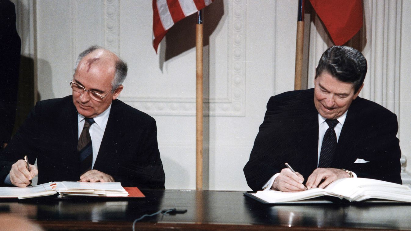 President Ronald Reagan and Mikhail Gorbachev.