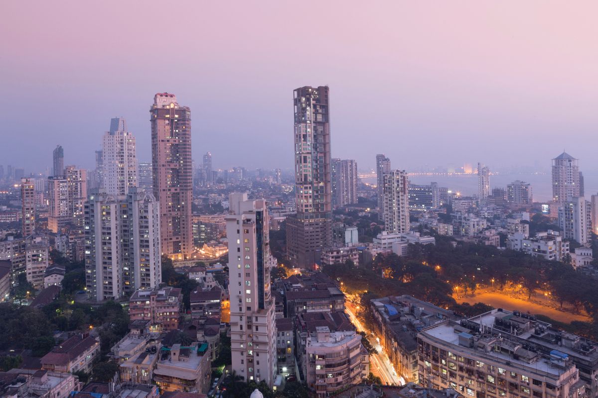 Mumbai skyline from Malabar Hill, Mumbai, Maharashtra, India, Asia