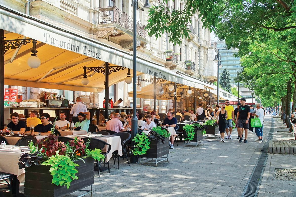 Budapest,,Hungary,-,July,19,,2024:,Street,View,Of,Cafes