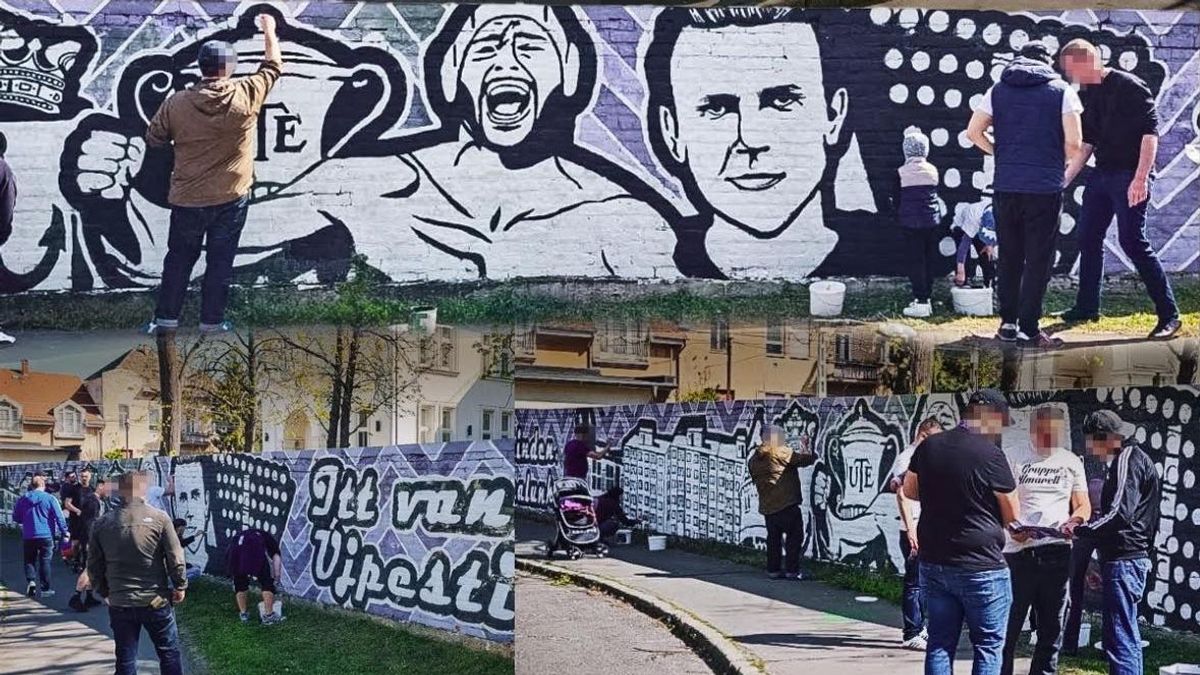 Összefogtak a lila-fehér szimpatizánsok: újra régi fényében csillog az újpesti legendák fala (FOTÓ)