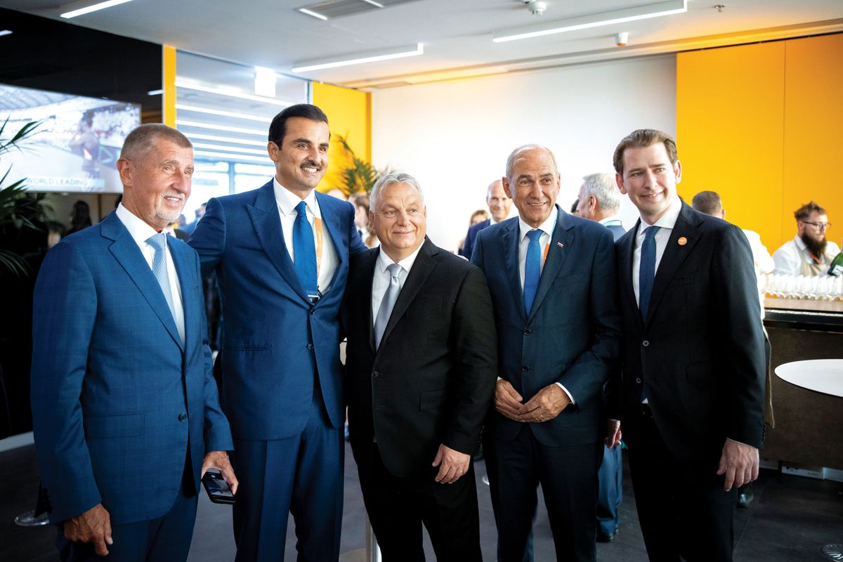 KURZ, Sebastian; ÁL SZÁNI, Tamím bin Hamad; JANSA, Janez; ORBÁN Viktor; BABIS, Andrej