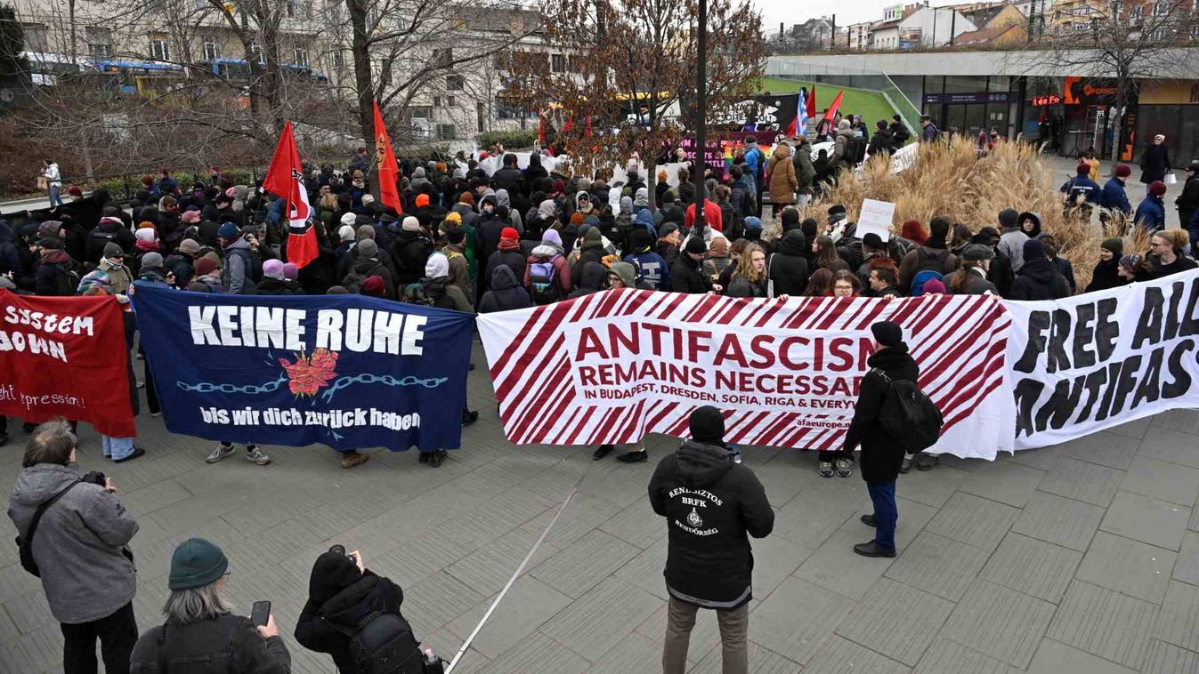 Antifasiszta szerveztek tüntetése Budapesten 2025 február 8. 