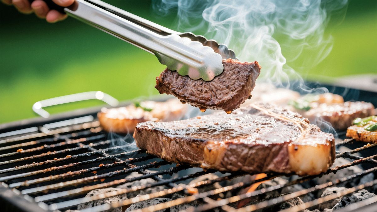 A,Close-up,Shot,Captures,The,Sizzle,Of,Grilling,,Featuring,A