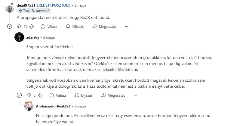  A tiszás fórumozók sem értik, miért ment fegyverrel egy rendezvényre Ruszin-Szendi Romulusz