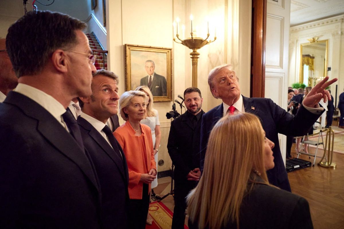 Nő az amerikai befolyás? Európai vezetők a Fehér Házban. Nyitókép: Ukrainian Presidency / Handout / ANADOLU / Anadolu via AFP