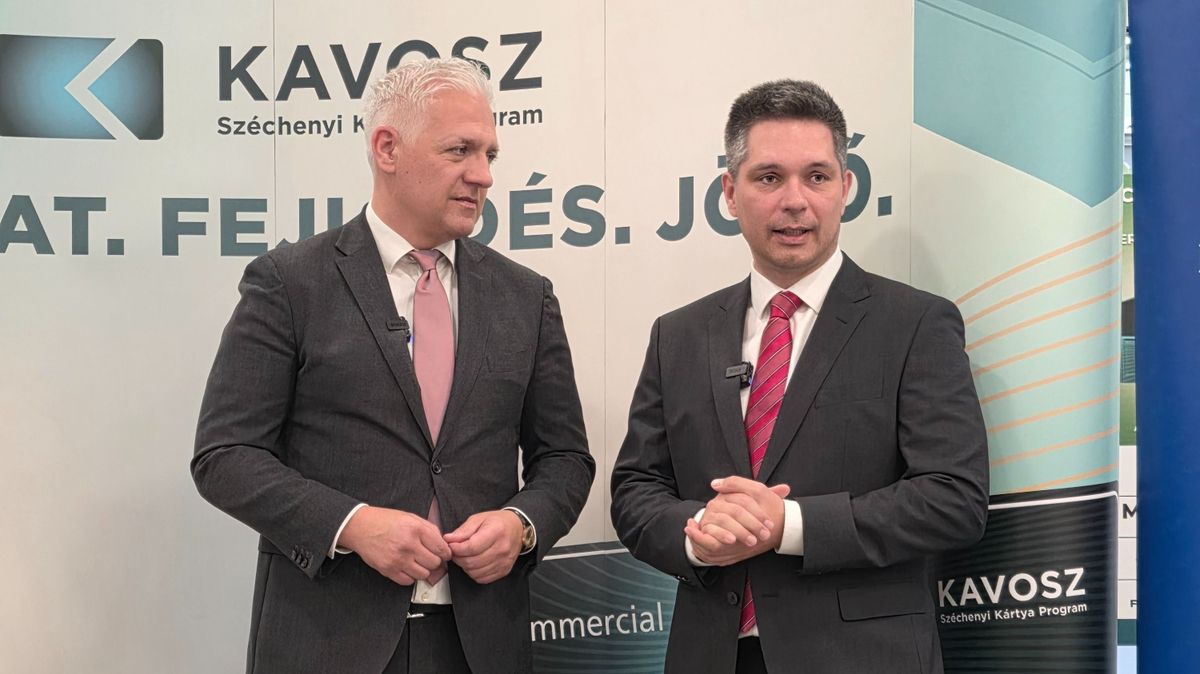 Szabados Richárd államtitár és Balog Ádám, a KAVOSZ elnöke jelentette be a forródrót elindítását (Fotó: Mandiner)