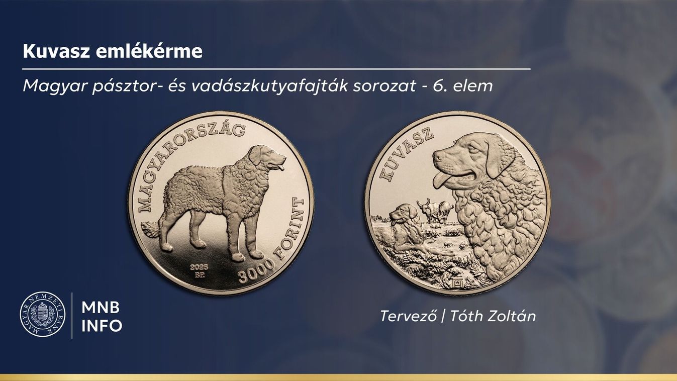  Új emlékérmével folytatódik a magyar pásztor- és vadászkutyafajtákat bemutató sorozat