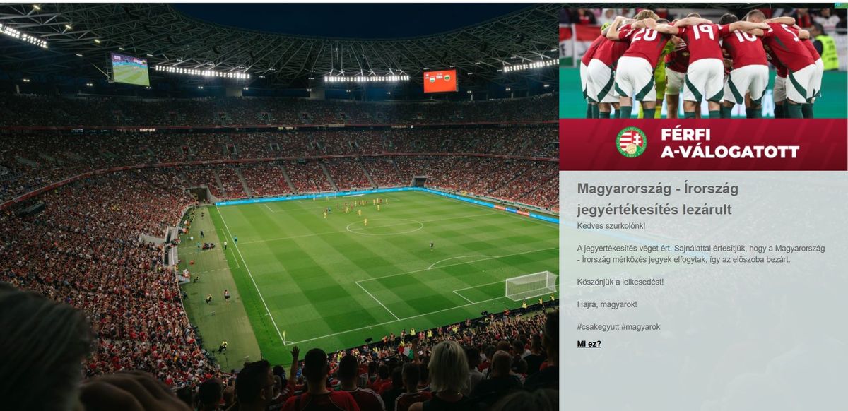 Bő két óra alatt elfogytak a jegyek a magyar válogatott meccsére