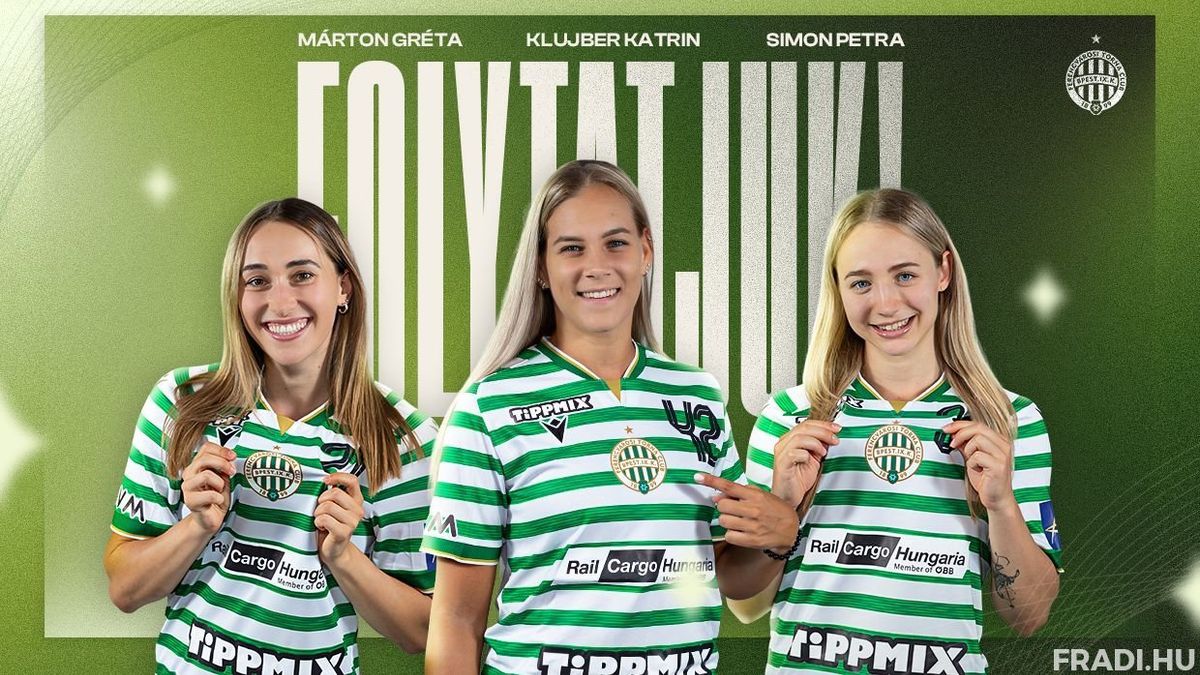 Szombaton ismét nagy bejelentést tett a Ferencváros: Márton Gréta (balra), Klujber Katrin (középen) és Simon Petra is hosszabbított