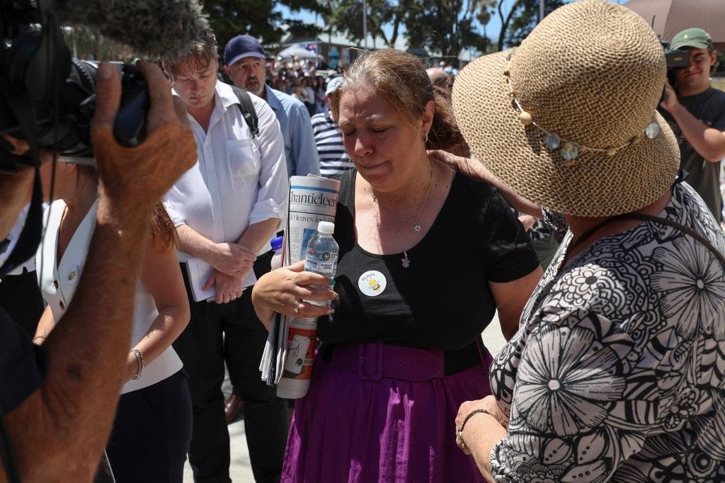 Valentyna  a tízéves Matilda anyukája, akit meggyilkoltak a vasárnapi ausztrál terrortámadásban.  (Photo by DAVID GRAY / AFP)