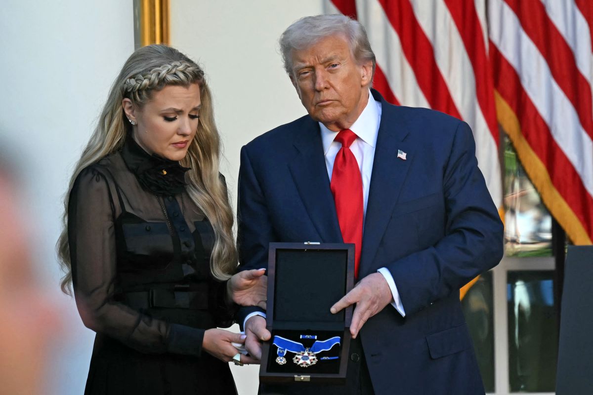 Donald Trump participates in a Medal of Freedom Ceremony for Charlie Kirk