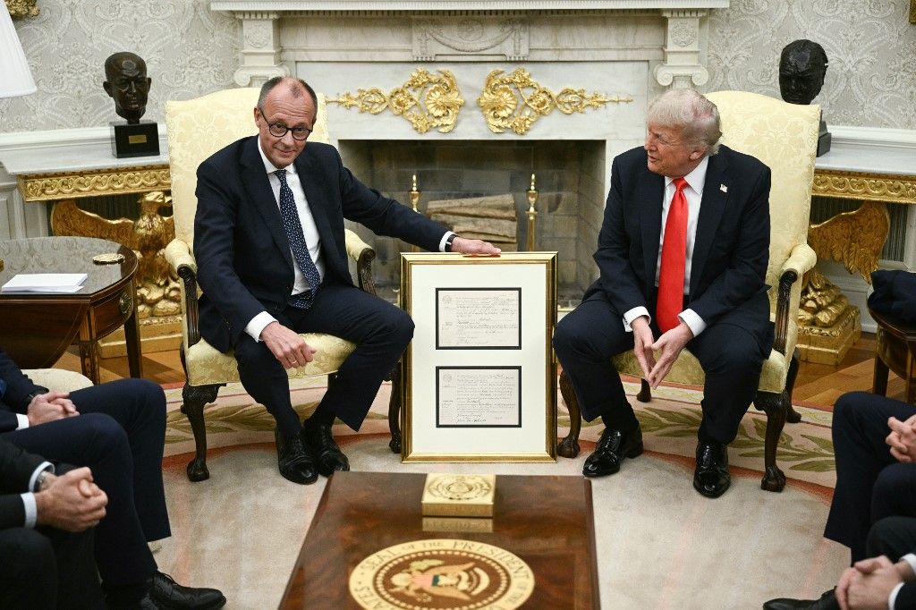 President Donald Trump hosts German Chancellor Friedrich Merz