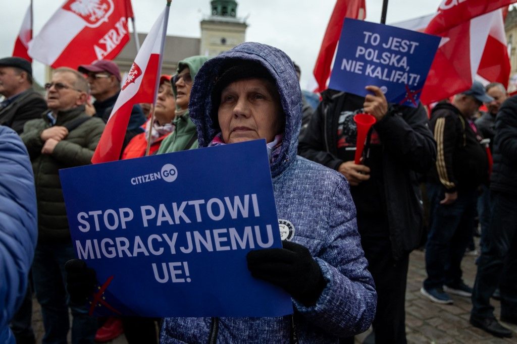 Anti-migration protest called by Poland's nationalist Law and Justice party