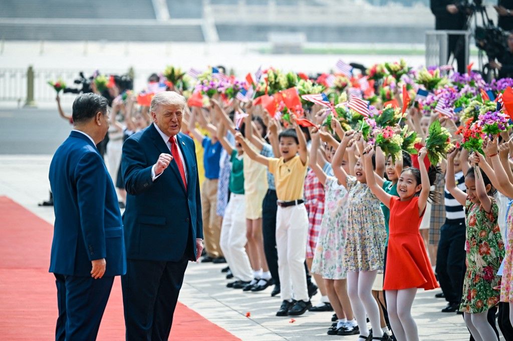 Trump Pekingben. Fotó: Kenny HOLSTON / POOL / AFP